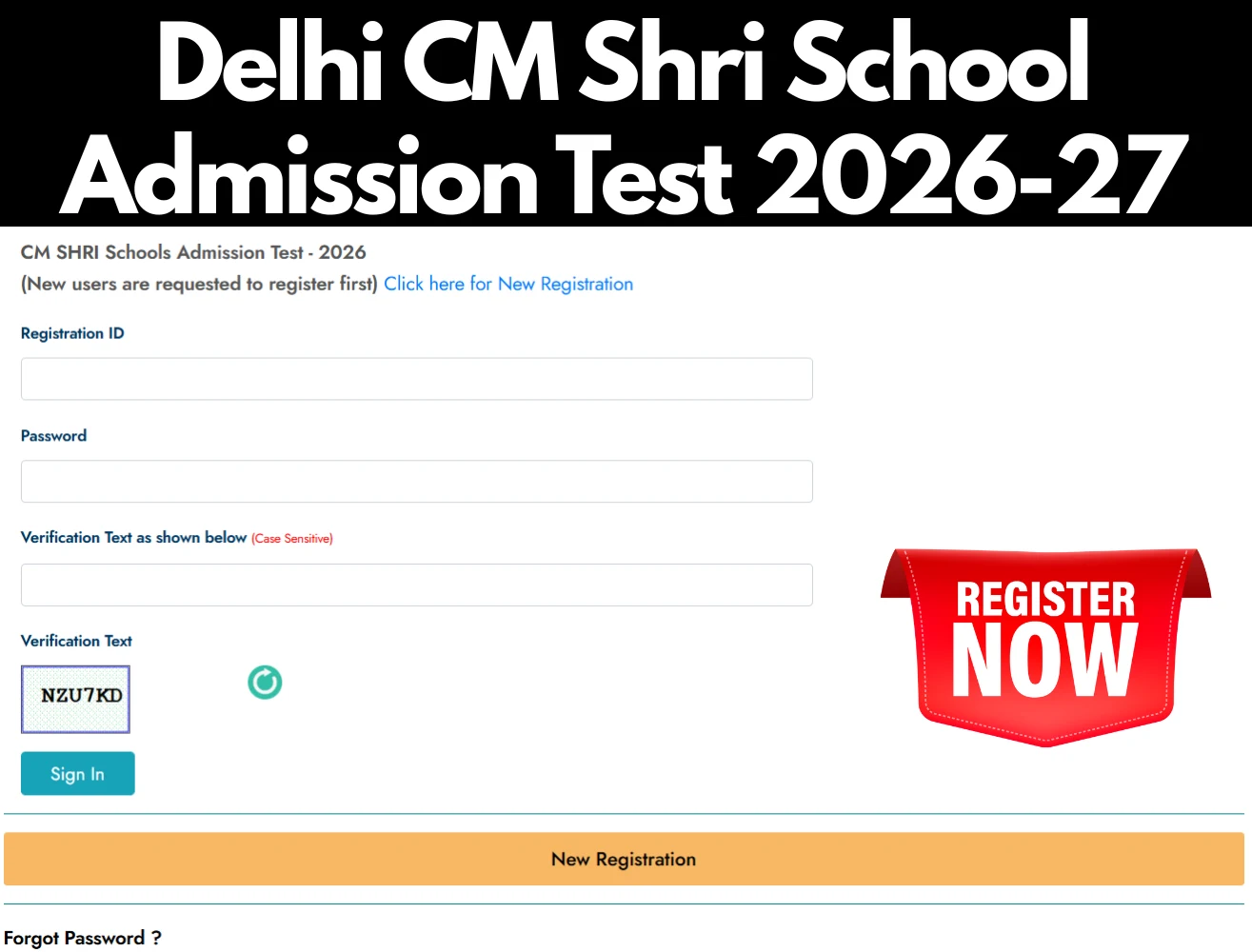 Delhi CM Shri School Admission Test 2026-27 Register Online